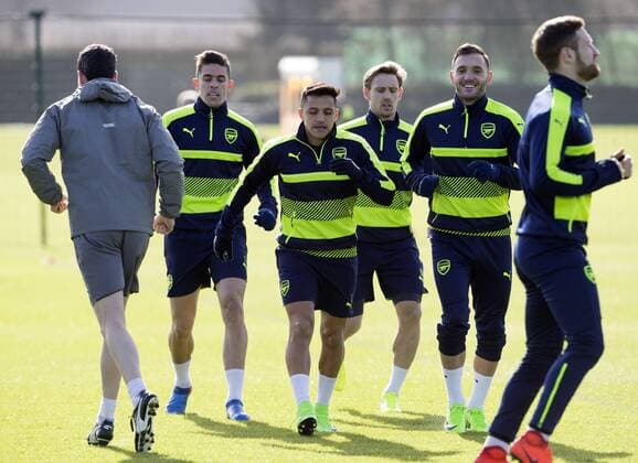 Arsenal s Alexis Sanchez during training at London Colney, London. Picture date March 6th, 2017 Pic David Klein Sportimage EDITORIAL USE ONLY. No use with unauthorised audio, video, data, fixture lists, club league logos or live services. Online in-match use limited to 120 images, no video emulation. No use in betting, games or single club league player publications.