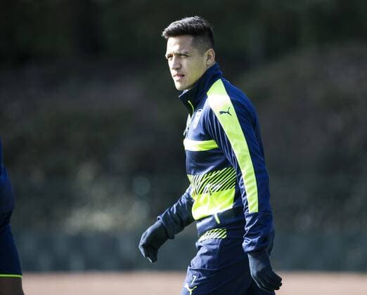 Arsenal s Alexis Sanchez during training at London Colney, London. Picture date March 6th, 2017 Pic David Klein Sportimage EDITORIAL USE ONLY. No use with unauthorised audio, video, data, fixture lists, club league logos or live services. Online in-match use limited to 120 images, no video emulation. No use in betting, games or single club league player publications.