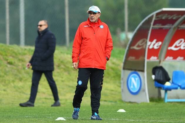 March 6, 2017 - Naples, Italy - Uefa Champions League: training session in view of the Round of 16 2nd leg match vs Real Madrid Napoli trainer Maurizio Sarri at Castelvolturno Center in Naples, Italy on March 6, 2017. Champions League: Napoli training  - ZUMAn230 20170306_zaa_n230_126 Copyright: xMatteoxCiambellix