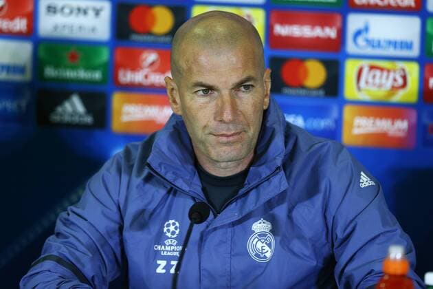 March 6, 2017 - Naples, Italy - Real Madrid s coach Zinedine Zidane attends a press conference PK Pressekonferenz on the eve of the Champions League football match Napoli vs Real Madrid on March 6, 2017 at the San Paolo stadium in Naples. Real Madrid Training and Press Conference  - ZUMAn230 20170306_zaa_n230_197 Copyright: xMatteoxCiambellix