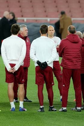 Ansprache Trainer Carlo Ancelotti (FC Bayern Muenchen), Abschlusstraining, Arsenal FC - FC Bayern Muenchen , UEFA Champions League, Achtelfinale, Fussball, 06.03.2017, London Copyright: xLanger Eibner-Pressefotox EP_HLR