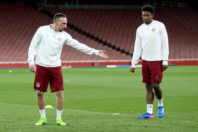 Franck Ribery (FC Bayern Muenchen 7) David Alaba (FC Bayern Muenchen 27), Abschlusstraining, Arsenal FC - FC Bayern Muenchen , UEFA Champions League, Achtelfinale, Fussball, 06.03.2017, London Copyright: xLanger Eibner-Pressefotox EP_HLR