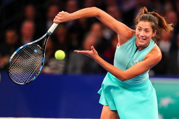 NEW YORK, NY - MARCH 06: Garbine Muguruza of Spain during the BNP Paribas Showdown on March 6, 2017, at Madison Square Garden in New York City, NY. (Photo by Rich Graessle Icon Sportswire) TENNIS: MAR 06 BNP Paribas Showdown Icon0306171080 EDITORIAL USE ONLY