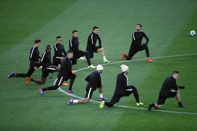 Fußball, CL, Paris St. Germain Training Paris Saint Germain s players during the training of the team held at Camp Nou stadium in Barcelona, northeastern Spain, 07 March 2017. FC Barcelona Barca will face PSG in a UEFA Champions League round of 16 second leg match at the Camp Nou stadium on 08 May. TRAINING OF PARIS SAINT GERMAIN !ACHTUNG: NUR REDAKTIONELLE NUTZUNG!  Copyright: xALBERTOxESTEVEZx 20170307-636245116210917571