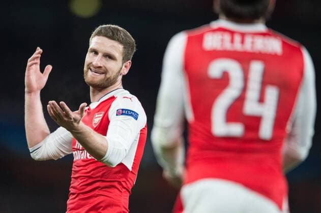 Bilder des Tages - SPORT Fußball, CL, FC Arsenal - Bayern München Shkodran Mustafi (LON) Fussball UEFA Championsleague Achtelfinale Rueckspiel: FC Arsenal London - FC Bayern Muenchen in London, Grossbritanien am 07.03.2017,