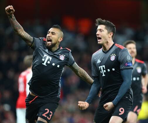 Fußball, CL, FC Arsenal - Bayern München March 7, 2017 - London, England, England - Robert Lewandowski of FC Bayern Munich celebrates his goal during UEFA Champions League - Round 16 - 2nd Leg match between Arsenal and Bayern Munich at The Emirates , London 07 Mar 2017 Arsenal FC v FC Bayern Muenchen - UEFA Champions League Round of 16: Second Leg  - ZUMAn230 20170307_zaa_n230_319 Copyright: xKieranxGalvinx