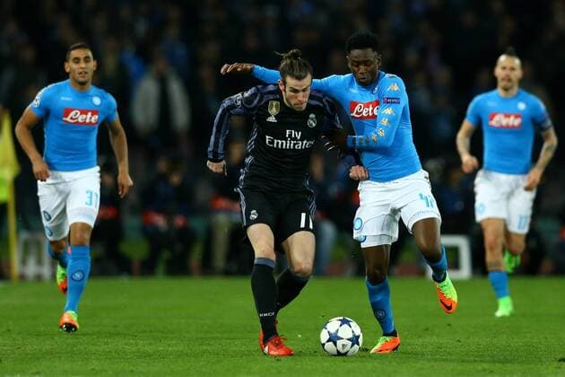 March 7, 2017 - Naples, Italy - Gareth Bale of Real Madrid and Amadou Diawara of Napoli during the UEFA Champions League Round of 16 second leg match between SSC Napoli and Real Madrid CF at Stadio San Paolo on March 7, 2017 in Naples, Italy. SSC Napoli v Real Madrid CF - UEFA Champions League Round of 16: Second Leg  - ZUMAn230 20170307_zaa_n230_449 Copyright: xMatteoxCiambellix