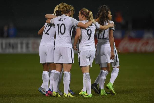 MAR 07, 2017: The French team celebrates a second goal from Eugenie Le Sommer (9) early in the match during the match between the women s national teams of USA and France at the SheBelieves Cup at RFK Stadium in Washington DC. CSM SOCCER 2017: USA vs France MAR 07 - ZUMAcjm_ 20170307_zaf_cjm_018 Copyright: xJohnxMiddlebrookx