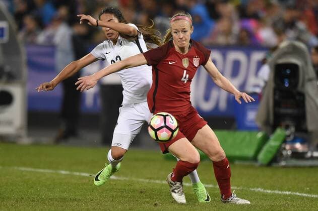 MAR 07, 2017: USA s Becky Sauerbrunn (4) battles France s Amel Majri (22) during the match between the women s national teams of USA and France at the SheBelieves Cup at RFK Stadium in Washington DC. The US team was defeated by the French 3-0 and the French team went on to win the tournament. CSM SOCCER 2017: USA vs France MAR 07 - ZUMAcjm_ 20170307_zaf_cjm_039 Copyright: xJohnxMiddlebrookx