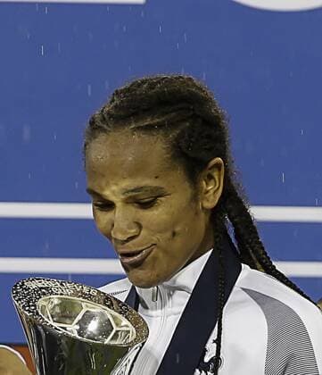 March 7, 2017: French Women s national team Nationalteam Defender 3 Wendie Renard looks at the trophy during a soccer match as part of the SheBelieve Cup 2017 between the United States and France at RFK Stadium in Washington DC. France defeats the United States, 3-0, to win the SheBelieve Cup. CSM SheBelieve Cup 2017: United States vs France MAR 07 - ZUMAc04_ 20170307_zaf_c04_080 Copyright: xJustinxCooperx