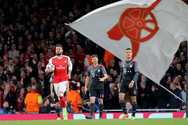 Olivier Giround ( Arsenal FC 12 ) Xabi Alonso (FC Bayern Muenchen 14) Laurent Koscielny ( Arsenal FC 6 ), Arsenal FC - FC Bayern Muenchen, UEFA Champions League, Achtelfinale, Fussball, 07.03.2017, London Copyright: xLangerx xEibner-Pressefotox EP_HLR