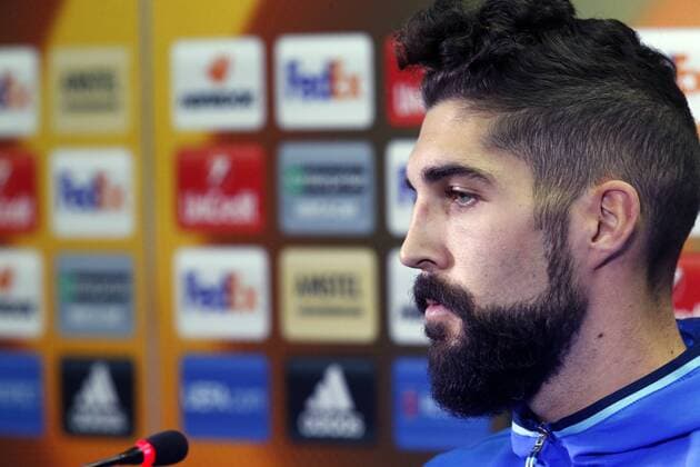 ROSTOV-ON-DON, RUSSIA - MARCH 8, 2017: FC Rostov s Miha Mevlja during a press conference PK Pressekonferenz ahead of the 1st leg of their 2016-17 UEFA Europa League Round of 16 football match against Manchester United ManU Valery Matytsin TASS  TS0439E2