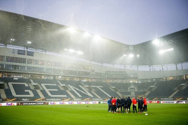 Genk s players pictured in action during a training session of Belgian soccer team KRC Genk, Wednesday 08 March 2017, in Gent. Tomorrow Gent is playing a first-leg game of 1 8 finals of the Europa League competition against Belgian club KRC Genk. JASPERxJACOBS  x05060881x