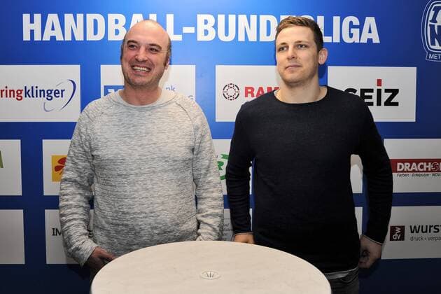 li. Neuer Trainer des TV Neuhausen Alexander Job re. TVN Kapitän Daniel Reusch TV Neuhausen,Handball,Maenner,2.Bundesliga,19.02.2017, Foto:TBaur Eibner Neuhausen Copyright: xEibner-Pressefotox EP_toba