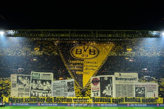 GER, UEFA CL, Borussia Dortmund (GER) vs Benfica Lissabon (POR) 08.03.2017, Signal Iduna Park, Dortmund, Achtelfinale Rueckspiel, GER, UEFA CL, Borussia Dortmund (GER) vs Benfica Lissabon (POR), im Bild Übersicht Uebersicht Signal Iduna Park Choreographie Fans Fanblock Dortmund nordphotox xKurth