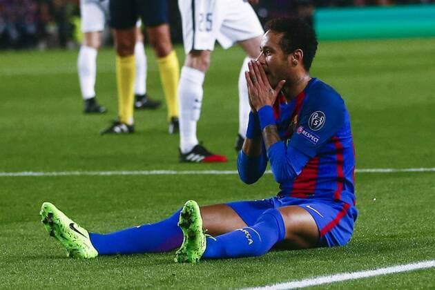 FC Barcelona Barca s Brazilian striker Neymar reacts during the UEFA Champions league second leg round of 16 match between FC Barcelona and Paris Saint-Germain at Camp Nou stadium in Barcelona, Catalonia, Spain, 08 March 2017. FC BARCELONA VS. PARIS SAINT-GERMAIN !ACHTUNG: NUR REDAKTIONELLE NUTZUNG!  Copyright: xQuiquexGarciax BCN001 20170308-636246079440292223