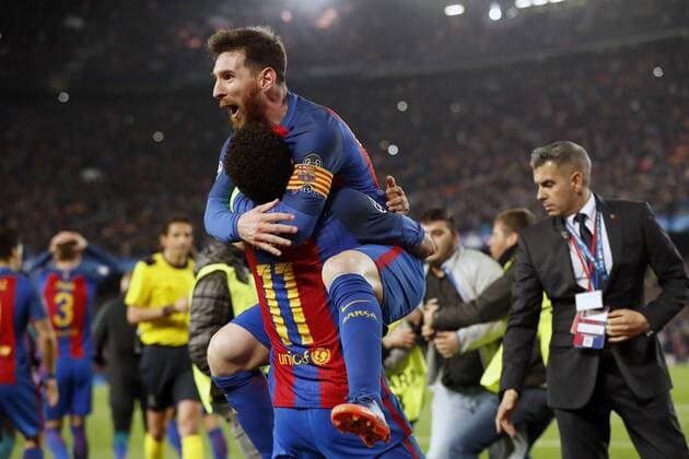 (L-R) Neymar of FC Barcelona Barca Lionel Messi of FC Barcelonaduring the UEFA Champions League round of 16 match between FC Barcelona and Paris Saint Germain on March 08, 2017 at the Camp Nou stadium in Barcelona, Spain. FC Barcelona v Paris Saint Germain UEFA Champions League 2016 2017 xVIxxIVx 7286387
