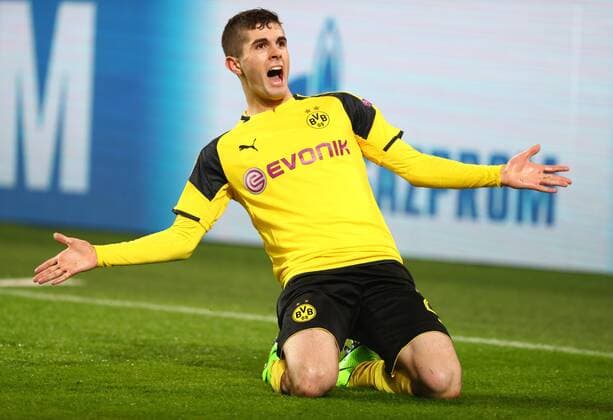 Mittwoch 08.03.2017, Saison 2016 2017, UEFA Champions League, Achtelfinale Rückspiel im Signal Iduna Park, BVB 09 Borussia Dortmund - Benfica Lissabon, Torjubel zum 2:0: Christian Pulisic (BVB)