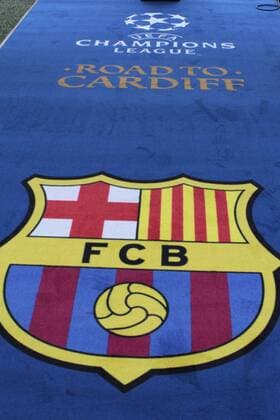 FuÃŸball, CL, FC Barcelona - Paris St. Germain March 8th 2017, Nou Camp, Barcelona, Spain; UEFA Champions League football, quarter-final 2nd leg, Barcelona FC versus Paris St German; The FCB enblem on the entrance to the pitch xangelxboludax  ActionPlus11854500