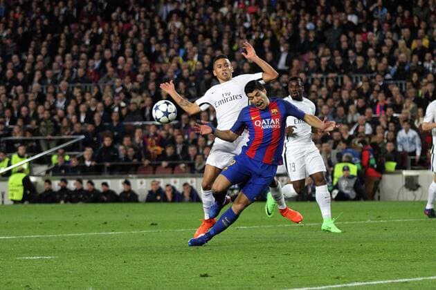 FuÃŸball, CL, FC Barcelona - Paris St. Germain March 8th 2017, Nou Camp, Barcelona, Spain; UEFA Champions League football, quarter-final 2nd leg, Barcelona FC versus Paris St German; Suarez in action in the box xangelxboludax  ActionPlus11854531