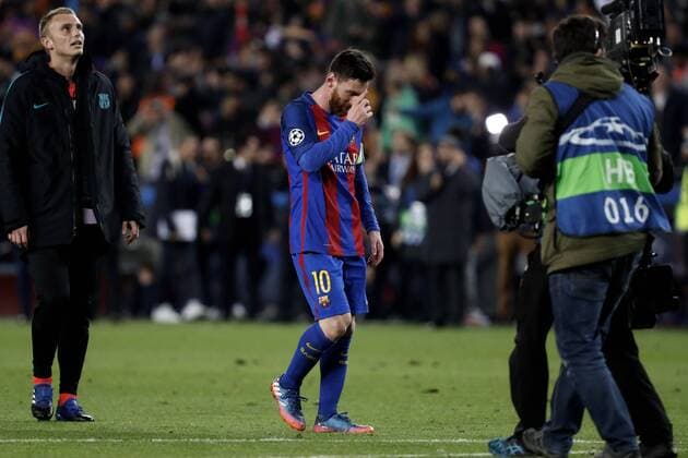 Fußball, CL, FC Barcelona - Paris St. Germain MESSI Lionel Team FC Barcelona Barca Champions League Saison 2016-2017 Spiel Achtelfinale Rueckspiel FC Barcelona - Paris Saint Germain 6 : 1 am 008.03. 2017 im Camp Nou in Barcelona 