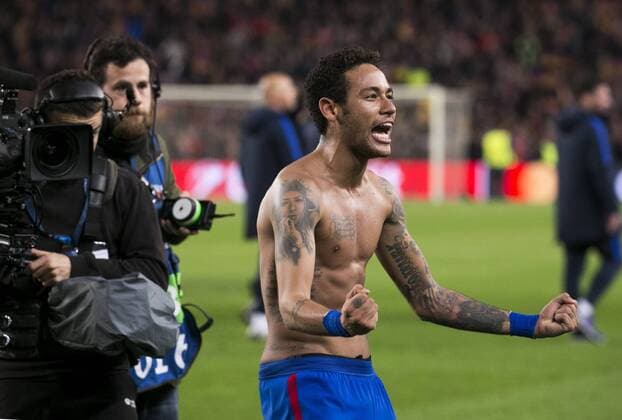 March 8, 2017 - Barcelona, Spain - Neymar Jr. celebration at the end of the match UEFA Champions League between F.C. Barcelona v PSG, in Barcelona, on march 08, 2017. FC Barcelona Barca v Paris Saint-Germain - UEFA Champions League Round of 16: Second Leg  - ZUMAn230 20170308_zaa_n230_708 Copyright: xUrbanandsportx