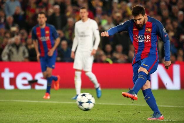 March 8, 2017 - Barcelona, Spain - Leo Messi scores a penalty during UEFA Champions League match between F.C. Barcelona v PSG, in Barcelona, on march 08, 2017. FC Barcelona Barca v Paris Saint-Germain - UEFA Champions League Round of 16: Second Leg  - ZUMAn230 20170308_zaa_n230_748 Copyright: xUrbanandsportx
