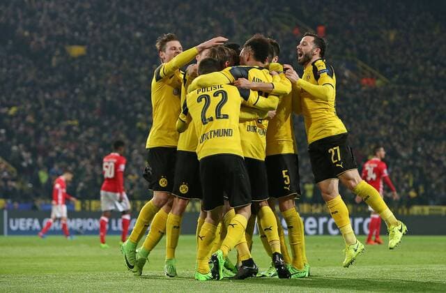 08.03.2017, Fussball Champions-League 2016 2017, Achtelfinale, Borussia Dortmund - Benfica Lissabon, im Signal-Iduna-Park Dortmund. Jubel Dortmund zum Tor zum 3:0 