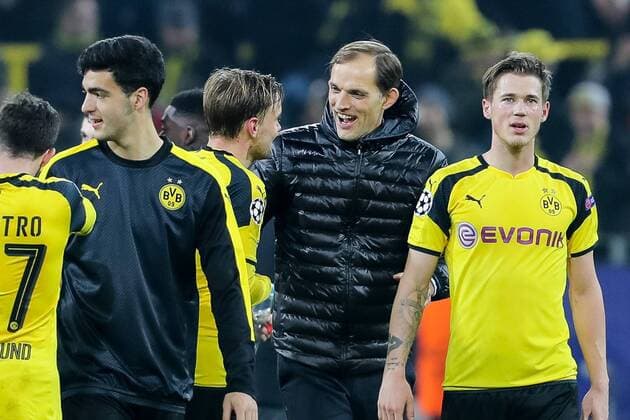 Dortmund, Germany 08.03.2017, UEFA Champions League - 2016 17 Season, Round of 16, Second leg, BV Borussia Dortmund - Benfica Lissabon, Trainer Thomas Tuchel (BVB) schlussjubel ( DeFodi048
