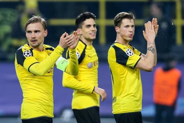 Dortmund, Germany 08.03.2017, UEFA Champions League - 2016 17 Season, Round of 16, Second leg, BV Borussia Dortmund - Benfica Lissabon, Marcel Schmelzer (BVB) schlussjubel ( DeFodi048