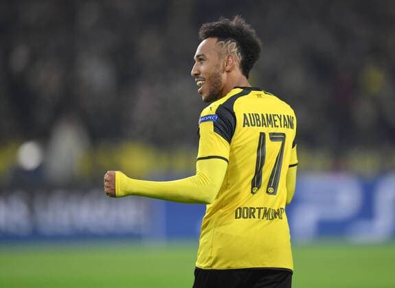 08.03.2017, Fussball, UEFA Champions League, Saison 2016 2017, Achtelfinale, Borussia Dortmund - Benfica Lissabon 4:0, Jubel Pierre-Emerick Aubameyang, Pierre Emerick Aubameyang (Borussia Dortmund)
