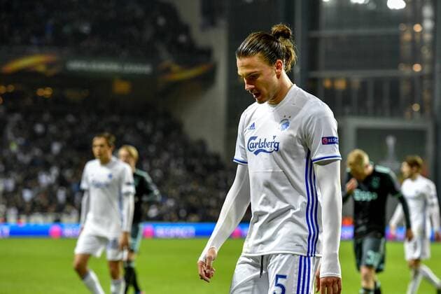 Fußball, EL, FC Kopenhagen - Ajax Amsterdam FC Köpenhamns Erik Johansson deppar Europa League 2016 2017 FC Kopenhagen - Ajax Amsterdam .  Copyright: PETTERxARVIDSON BB170309PA023
