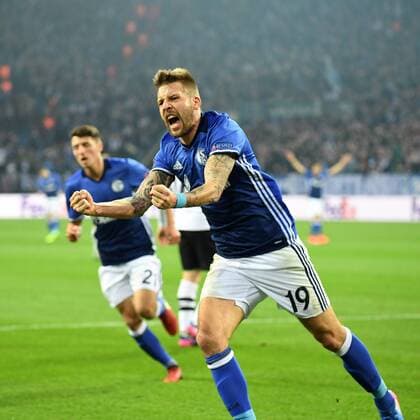 Fussball, UEFA Europa League, Saison 2016 2017, Achtelfinale ,Spiel 1, FC Schalke 04 vs Borussia Mönchengladbach 09.03.2017, Veltinsarena Gelsenkirchen, Guido Burgstaller, S04
