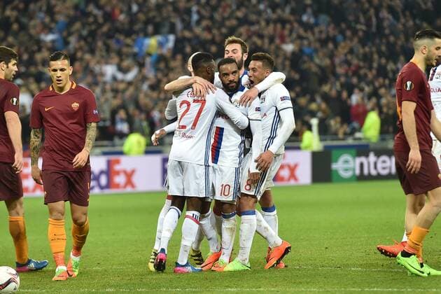 Alexandre Lacazette (lyon) Christophe Jallet - Maxwel Cornet - Lucas Tousart - Corentin Tolisso - Fussball, Europaleague, Olympique Lyon vs. AS Rom - 09 03 2017 FredericChambert Panoramic 