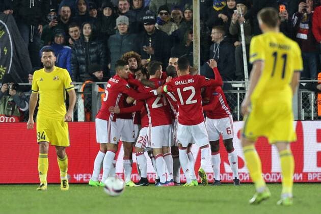 March 9, 2017 - Rostov-On-Don, Russia - Players of FC Manchester United ManU during the UEFA Europa League Round of 16, first leg between FC Manchester United and FC Rostov, at Olimp 2 Stadium in Rostov-on-Don, Russia on March 9, 2017. FK Rostov v Manchester United - UEFA Europa League Round of 16: First Leg  - ZUMAn230 20170309_zaa_n230_248 Copyright: xIgorxRussakx