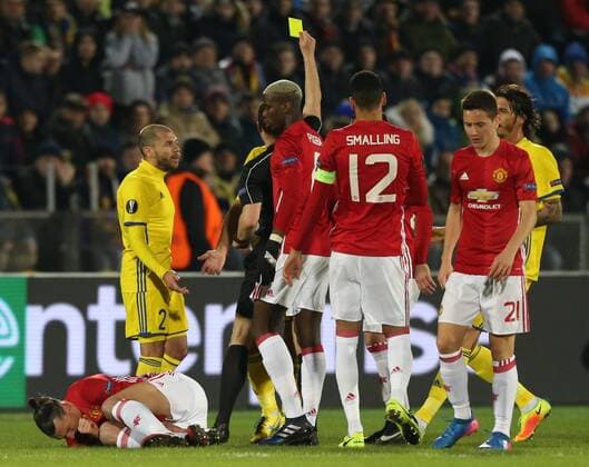 March 9, 2017 - Rostov-On-Don, Russia - Zlatan Ibrahimovic (L) of FC Manchester United ManU and Timofei Kalachev of FC Rostov vie for the ball during the UEFA Europa League Round of 16, first leg between FC Manchester United and FC Rostov, at Olimp 2 Stadium in Rostov-on-Don, Russia on March 9, 2017. FK Rostov v Manchester United - UEFA Europa League Round of 16: First Leg  - ZUMAn230 20170309_zaa_n230_259 Copyright: xIgorxRussakx
