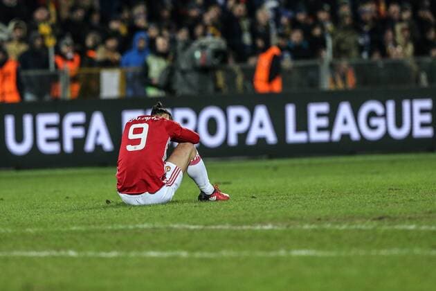 March 9, 2017 - Rostov-On-Don, Russia - Zlatan Ibrahimovic (L) of FC Manchester United ManU vie for the ball during the UEFA Europa League Round of 16, first leg between FC Manchester United and FC Rostov, at Olimp 2 Stadium in Rostov-on-Don, Russia on March 9, 2017. FK Rostov v Manchester United - UEFA Europa League Round of 16: First Leg  - ZUMAn230 20170309_zaa_n230_280 Copyright: xIgorxRussakx