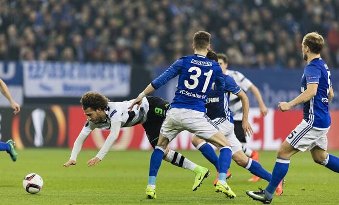 Gelsenkirchen, 09.03.2017 Fabian Johnson (BMG), Matija Nastasic (S04) FC Schalke 04 - Borussia Mönchengladbach