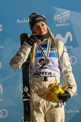 SNOWBOARD, FREESTYLE SKIING - FIS WC 2017 SIERRA NEVADA,SPAIN,10.MAR.17 - SNOWBOARD, FREESTYLE SKIING - FIS Freestyle Ski and Snowboard World Championships, free ski aerials, men ladies finalaward ceremony. Image shows Danielle Scott (AUS). GEPAxpictures xOliverxLerch