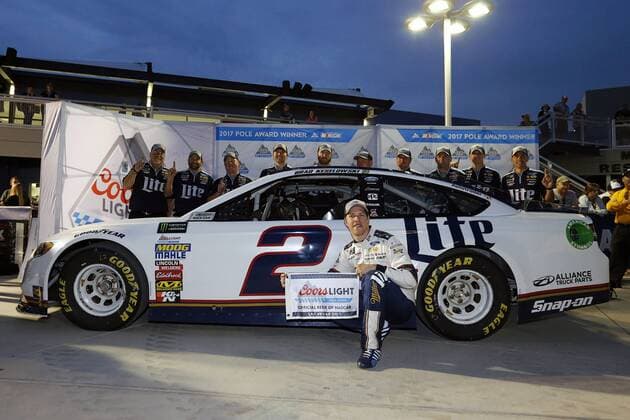 March 10, 2017 - Las Vegas, Nevada, United States of America - March 10, 2017 - Las Vegas, Nevada, USA: Brad Keselowski (2) wins the pole award for the Kobalt 400 at Las Vegas Motor Speedway in Las Vegas, Nevada. NASCAR Motorsport USA 2017: Monster Energy NASCAR Cup Series Kobalt 400 March 10 - ZUMAa161 20170310_zaa_a161_004 Copyright: xJustinxR.xNoexAspxIncx