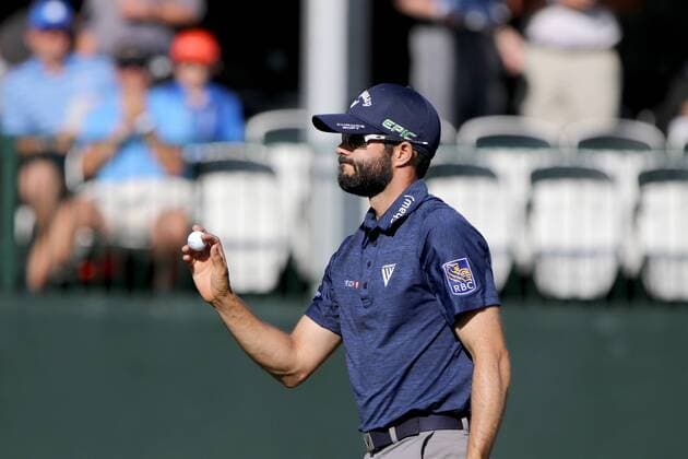 March 10, 2017 - Palm Harbor, Florida, U.S. - DOUGLAS R. CLIFFORD Times.Adam Hadwin acknowledges the crowd moments after making a birdie at 17 while playing in the second round of the Valspar Golf Championship at Innisbrook Resort and Golf Club s Copperhead Course on Thursday (3 9 17) in Palm Harbor. Golf 2017 - Valspar Championship - ZUMAs70_ 20170310_zan_s70_092 Copyright: xDouglasxR.xCliffordx