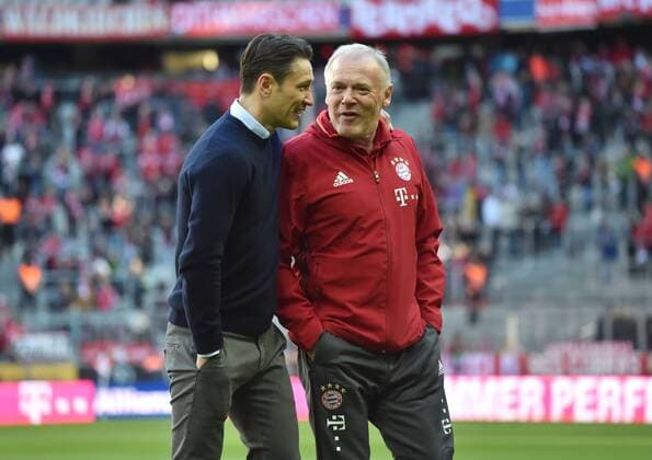 11.03.2017, Fussball GER, 1. Bundesliga Saison 2016 2017, 24. Spieltag, FC Bayern Muenchen - Eintracht Frankfurt, Co-Trainer Hermann Gerland (Bayern Muenchen), re., und Trainer Niko Kovac (Eintracht Frankfurt)