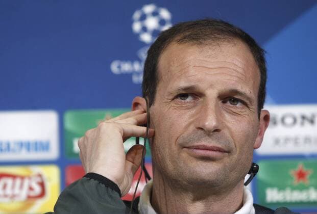 Italy: Soccer Champions League Juventus Juventus coach Massimiliano Allegri attends a press conference PK Pressekonferenz ahead of the Champions League round of 16 second leg soccer match against Porto  IsabellaxBonottox xPacificxPress