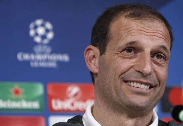 Italy: Soccer Champions League Juventus Juventus coach Massimiliano Allegri attends a press conference PK Pressekonferenz ahead of the Champions League round of 16 second leg soccer match against Porto  IsabellaxBonottox xPacificxPress