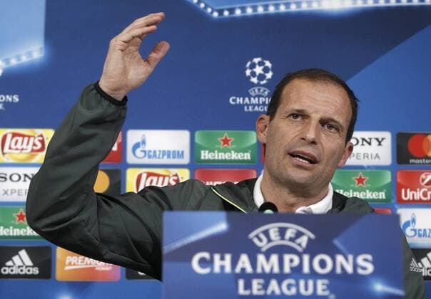 Italy: Soccer Champions League Juventus Juventus coach Massimiliano Allegri attends a press conference PK Pressekonferenz ahead of the Champions League round of 16 second leg soccer match against Porto  IsabellaxBonottox xPacificxPress