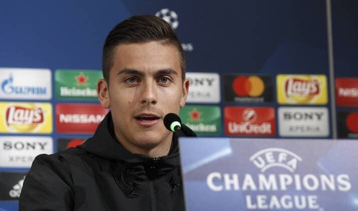 Italy: Soccer Champions League Juventus Juventus Paulo Dybala attends a press conference PK Pressekonferenz ahead of the Champions League round of 16 second leg soccer match against Porto  IsabellaxBonottox xPacificxPress