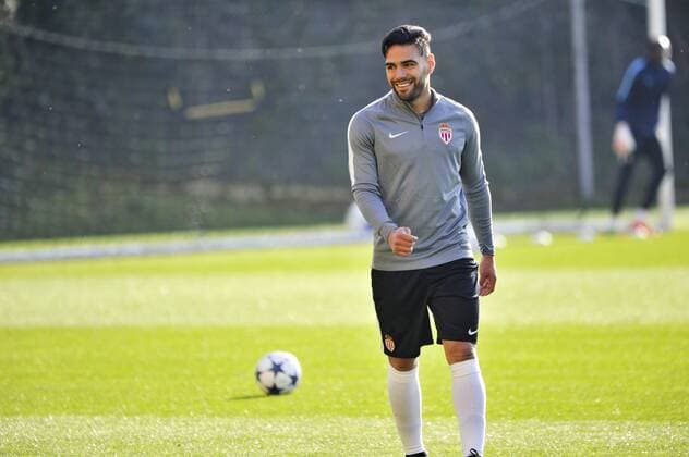 Fußball, CL, AS Monaco Training Radamel Falcao (AS Monaco) FOOTBALL : Training - AS Monaco -Champions League - 14 03 2017 NorbertScanella Panoramic 