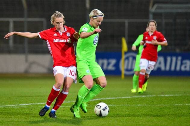 Vivianne Miedema (FC Bayern Muenchen), Nilla Fischer (VfL Wolfsburg) München, , 15.03.2017, Fussball, DFB-Pokal der Frauen, FC Bayern München - VfL Wolfsburg, xKLx
