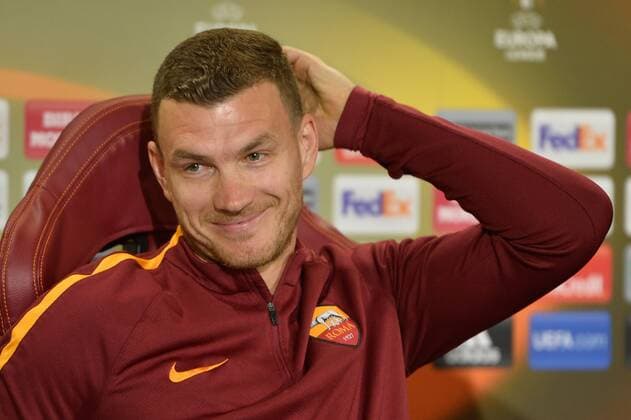 March 15, 2017 - Rome, Italy - Edin Dzeko of AS Roms attends a press conference PK Pressekonferenz at Centro Sportivo Fulvio Bernardini on March 15, 2017 in Rome, Italy. AS Roma press and training session  - ZUMAn230 20170315_zaa_n230_140 Copyright: xSilviaxLorex