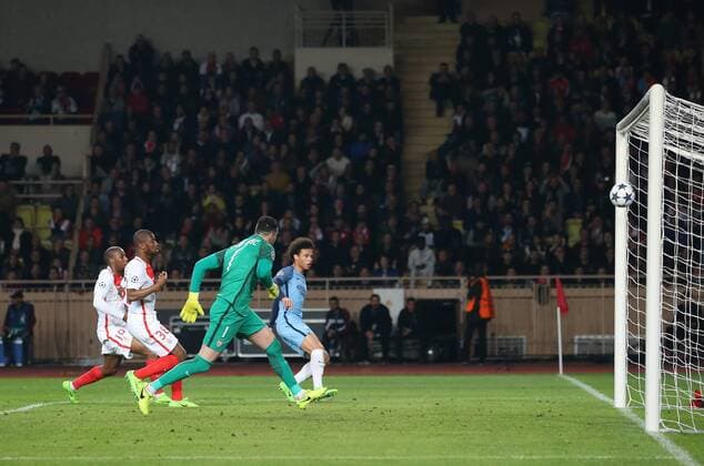 Leroy Sane of Manchester City scores during the UEFA Champions League Round of 16 2nd Leg match at the Stage Louis ll Stadium, Monaco. Picture date: March 15th, 2017. Pic credit should read: David Klein Sportimage EDITORIAL USE ONLY. No use with unauthorised audio, video, data, fixture lists, club league logos or live services. Online in-match use limited to 120 images, no video emulation. No use in betting, games or single club league player publications.